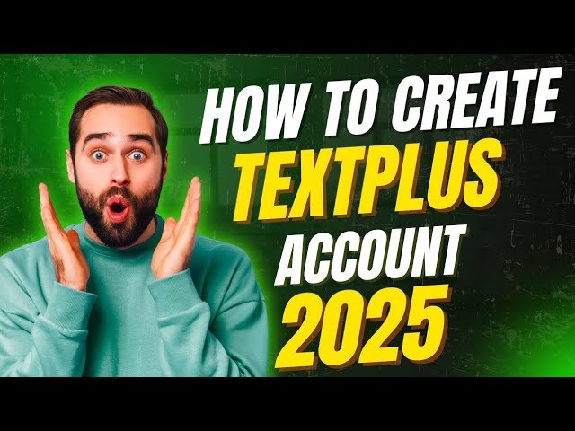 A person holding a smartphone to start the TextPlus account setup process.